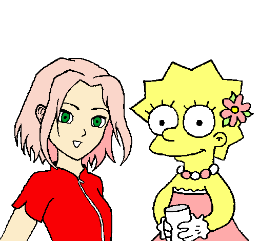 Dibujo Sakura y Lisa pintado por elena1998