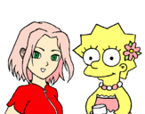 Dibujo Sakura y Lisa pintado por elena1998