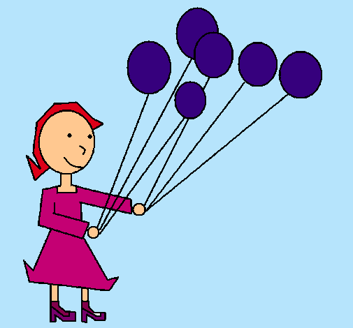 Dibujo Chica con globos pintado por Helga