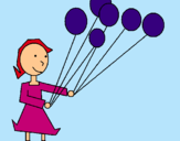 Dibujo Chica con globos pintado por Helga
