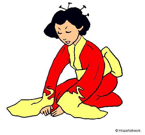 Dibujo Geisha saludando pintado por Extrellita