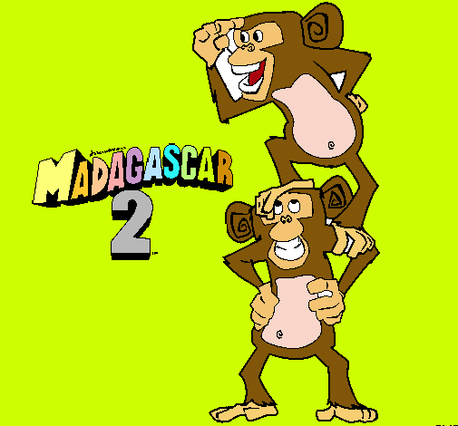 Dibujo Madagascar 2 Manson y Phil pintado por lupit