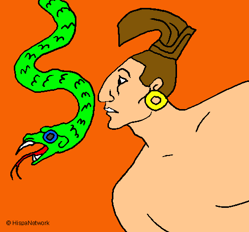 Dibujo Serpiente y guerrero pintado por ALE2004