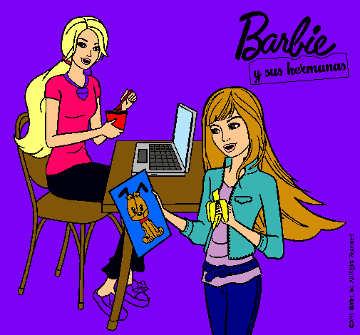 Barbie y su hermana merendando