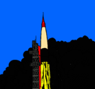 Dibujo Lanzamiento cohete pintado por COETES