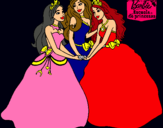 Dibujo Barbie y sus amigas princesas pintado por AniSierra