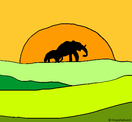 Elefante en el amanecer