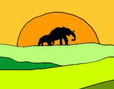 Dibujo Elefante en el amanecer pintado por estyre