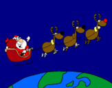 Dibujo Papa Noel repartiendo regalos 3 pintado por hohoho