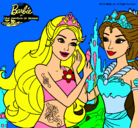 Dibujo Barbie se despiede de la reina sirena pintado por merliha