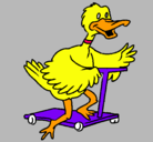 Dibujo Pato en patinete pintado por fanity
