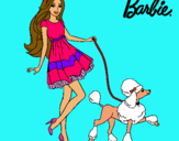 Dibujo Barbie paseando a su mascota pintado por lula11