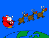 Dibujo Papa Noel repartiendo regalos 3 pintado por marki
