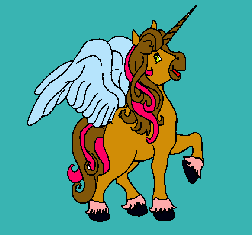 Dibujo Unicornio con alas pintado por Joocy