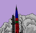 Dibujo Lanzamiento cohete pintado por 100010