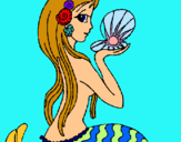 Dibujo Sirena y perla pintado por arii1
