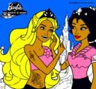 Dibujo Barbie se despiede de la reina sirena pintado por sabina