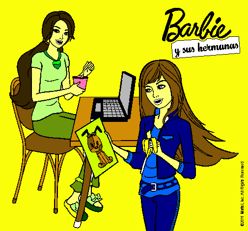 Barbie y su hermana merendando