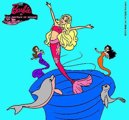 Dibujo Barbie sirena contenta pintado por anaispc