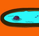 Dibujo Pelota en la piscina pintado por sendin
