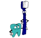 Dibujo Muela y cepillo de dientes pintado por fmflfkjfkgv