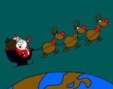 Dibujo Papa Noel repartiendo regalos 3 pintado por maralicia