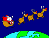 Dibujo Papa Noel repartiendo regalos 3 pintado por kava