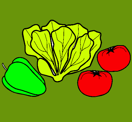 Dibujo Verduras pintado por abuelos