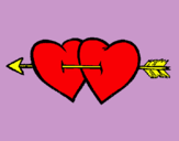 Dibujo Dos corazones con una flecha pintado por parra