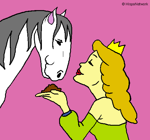 Dibujo Princesa y caballo pintado por Verito2003