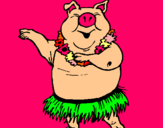 Dibujo Cerdo hawaiano pintado por orianita