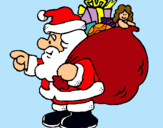 Dibujo Papa Noel con el saco de regalos pintado por mariaaaaaaa