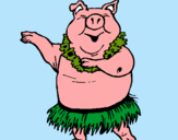 Dibujo Cerdo hawaiano pintado por ghtrhyjtu5