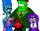 Dibujo Familia de monstruos pintado por evaaaaaaaa