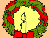 Dibujo Corona de navidad y una vela pintado por alejito