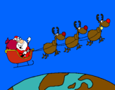 Dibujo Papa Noel repartiendo regalos 3 pintado por navidad1