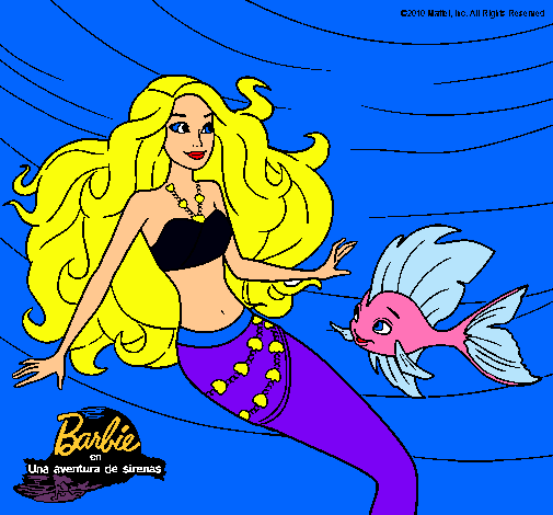 Dibujo Barbie sirena con su amiga pez pintado por CELIA6