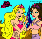 Dibujo Barbie se despiede de la reina sirena pintado por Estherap