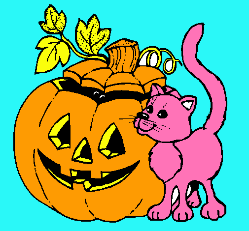 Calabaza y gato