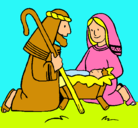 Dibujo Adoran al niño Jesús pintado por peach