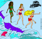 Dibujo Barbie y sus amigas en la playa pintado por yure