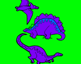 Dibujo Tres clases de dinosaurios pintado por chor