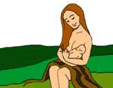 Dibujo Madre con su bebe pintado por Extrellita
