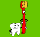 Dibujo Muela y cepillo de dientes pintado por babie25