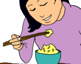 Dibujo Comiendo arroz pintado por Extrellita