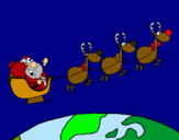 Dibujo Papa Noel repartiendo regalos 3 pintado por cris12
