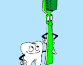 Dibujo Muela y cepillo de dientes pintado por dientinnnnnn