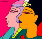 Dibujo Ramsés y Nefertiti pintado por benjita23