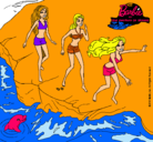 Dibujo Barbie y sus amigas en la playa pintado por Candida