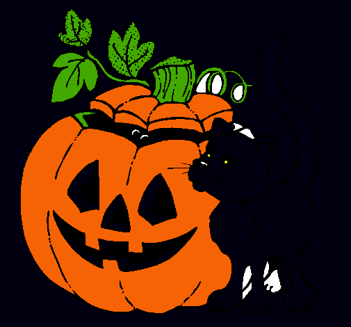 Calabaza y gato